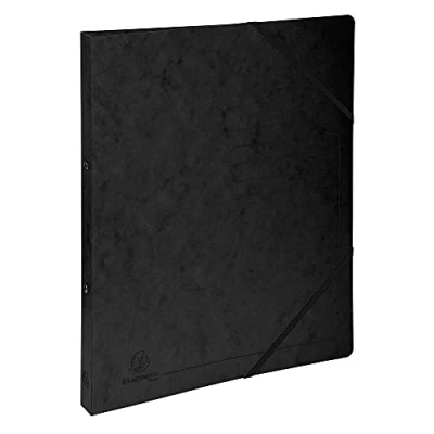 Image de Exacompta réf. 542551E Carton de 10 classeurs carte lustrée imprimée avec élastiques 2 anneaux ronds diam.15 mm Dos 20 Dimensions extér. 32 x 25 cm Format à classer A4 Coloris noir