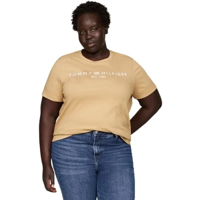 Image de Tommy Hilfiger Curve LOGO Tshirt imprimé, Femme, Taille: 50, Classic khaki