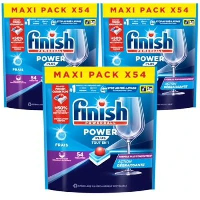 Image de Finish Power Plus Tout en 1 Pastilles Lave Vaisselle Lot de 162 Tablettes