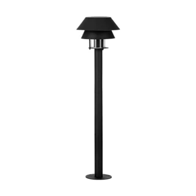 Image de Eglo Lampadaire extérieur LED Chiappera, lampe de jardin sur pied, borne lumineuse en métal noir et verre transparent, potelet éclairage avec douille E27, IP65