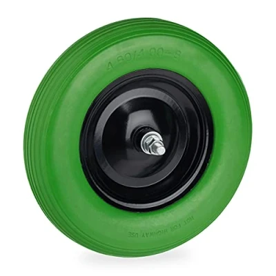 Image de relaxdays Roue de brouette 4.80 4.00 8, Caoutchouc, Jante en Acier, avec axe, Rechange, increvable, Choix Couleurs Noir