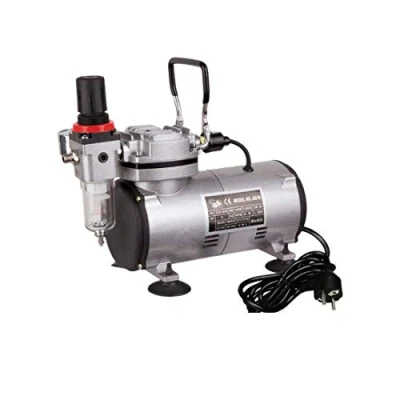 Image de Fengda FD18 2 Aérographe à piston unique sans huile Mini compresseur avec régulateur, piège humidité pour passe temps, tatouage, graphiques, etc.