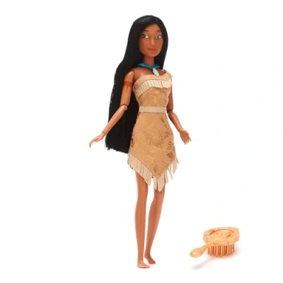 Image de Disney Store Official Poupée Classique Pocahontas, 29 cm/11&quot;, entièrement articulée avec Belle Robe et Brosse à Cheveux Miniature, partir de 3 Ans