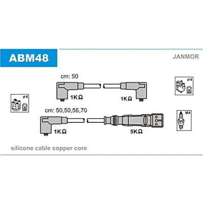 Image de JANMOR ABM48 Jeu De Fils d&#039;Allumage SEAT: Ibiza 2, Córdoba I Berline