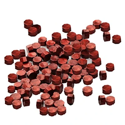 Image de Cire à Cacheter,Cire pour Sceau,Sceau de cire,Cire Sceau,Cires Adhésifs,Octogonal,Rétro,Pratique,Sceau timbre,Papier cadeau,Enveloppe,Sceau Décoratif(Nouveau Vin Rouge,100PCS)