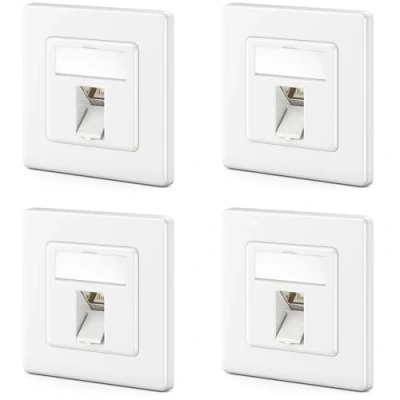 Image de deleyCON 4x Prise Réseau CAT7 1 Port LAN de Données Encastrée + CAT 7 Module Keystone Sortie à 45 RJ45 DSL Câble Brassage Pose