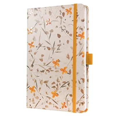 Image de SIGEL JN341 Jolie Carnet de notes, Bloom Yellow, ligné, 13,5 x 20,3 cm, hardcover, 174 pages, orange, vert