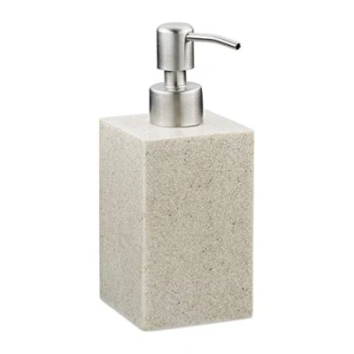 Image de Relaxdays Porte Savon Liquide, 300 ML, Rechargeable, Salle de Bain, Distributeur shampoing, Pompe en INOX, carré, Beige, 1 unité