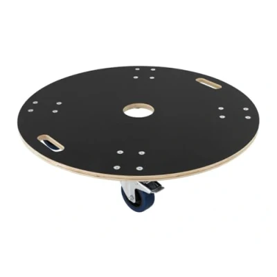 Image de ECD Germany Chariot de Transport Rond Ø77cm x14,5 cm avec Plaque Sérigraphiée, Charge Maximale 800 kg, 4 Roues Pivotantes Dont 2 Freins, Planche à roulettes CNC en Multiplex, Rouleur Meubles