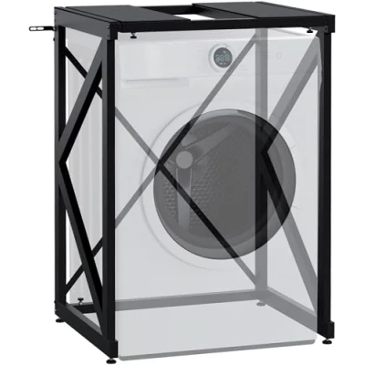 Image de CLP Etagère pour Machine à Laver Caleb I Tour de Lavage jusqu&#039;à Deux appareils ménagers, Couleur:Noir