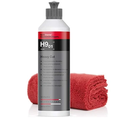 Image de detailmate Kit de Polissage KochChemie : Polish Grossier Exempt d’huiles Silicone H9.02 250 ML, Chiffon Microfibre 550 g/m² 40 x cm