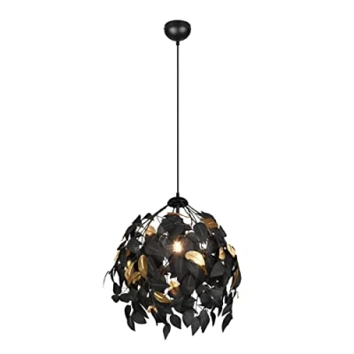 Image de Reality, Lustre, Leavy 1xE27, max.28,0 W Plastique, Noir, Corps: Métal, noir mat Ø:38,0cm, H:150,0cm Modèle déposé,IP20,Sans illuminant,Réglable en hauteur