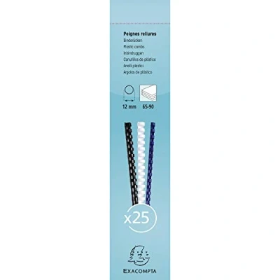 Image de Exacompta Réf. 76401E Boîte de 25 reliures spirales en PVC noir 12 mm permet relier 65 à 90 feuilles 80g format A4 ou A3 paysage convient pour tout type machine anneaux