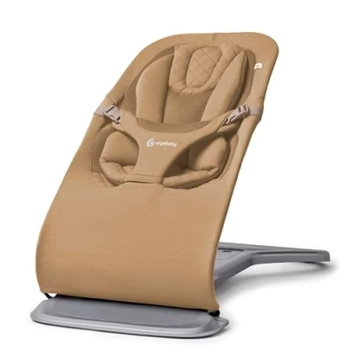 Image de Transat Evolve 3 en 1 d&#039;Ergobaby, ergonomique pour nouveau nés de la naissance à petite enfance, balancelle avec insert né (2,5 kg 13,2 kg), Camel