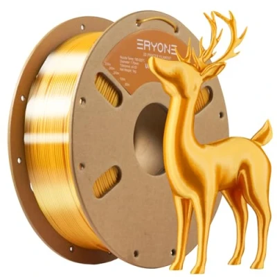Image de Filament PLA ERYONE Ultra Silk pour imprimante 3D, 1,75 mm +/ 0,03 mm, 1 kg/bobine, doré