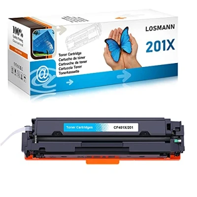 Image de LOSMANN Toner Cartouche de Remplacement pour HP 201X CF400X CF401X CF402X CF403X Color Laserjet Pro MFP M277dw M252dw M277n M252n M274n M277c6 M277 M252 ( 1 x Cyan )