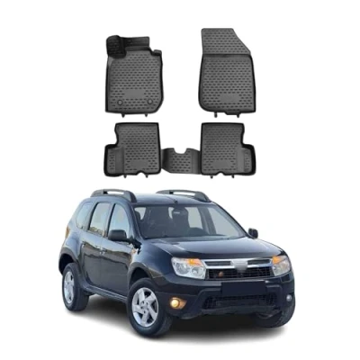Image de Tapis de Sol Compatible avec Dacia Duster 2010 2018 Caoutchouc TPE Noir