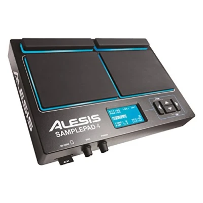 Image de Alesis Sample Pad 4 MultiPad Sampler et Déclencheur de Samples Percussions, Ultra Compact avec Zones Sensibles, 25 Sons Kit Batterie, Lecteur Carte SD/SDHC, Effets Sortie USB/MIDI