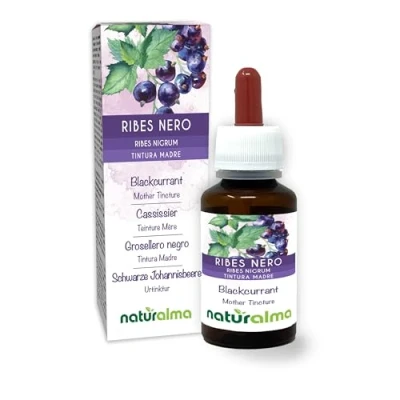 Image de Cassissier (Ribes nigrum) feuilles et fruits Teinture Mère sans alcool Naturalma Extrait liquide gouttes 60 ml Complément alimentaire Végétalien ou végan