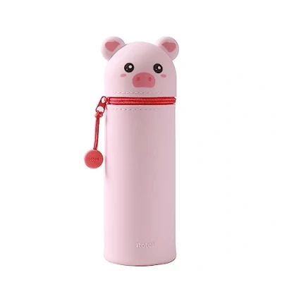 Image de I TOTAL® Étui en Silicone Souple pour l&#039;école, Extensible Forme de Animal (Pig)