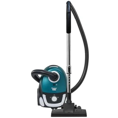 Image de Bestron aspirateur avec sac, de sol 3 sacs à poussière, manche télescopique 94cm &amp; suceur commutable, rayon d&#039;action 7.5m, filtre HEPA12 microfiltre lavable, Bleu/Noir