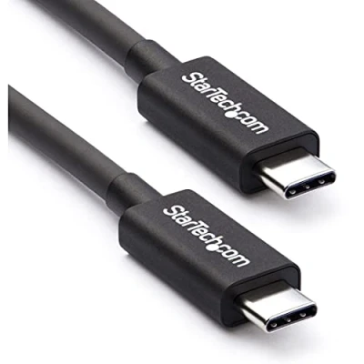 Image de StarTech.com Câble Thunderbolt 3 20Gbps 2m Noir 4K 60Hz Cordon de Chargeur Certifié TB3 USB C à avec 100W Power Delivery (TBLT3MM2M)