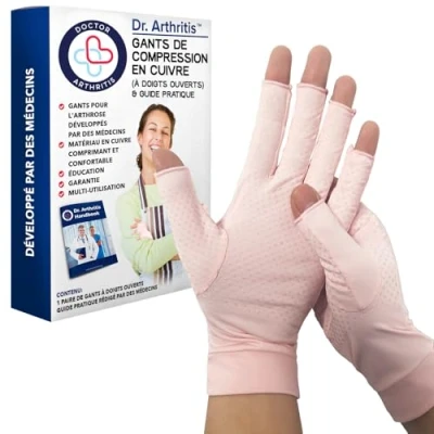 Image de Gants Arthrose Conçus par des Médecins, de Compression Femmes, Soulager les Douleurs Arthrose, Maladie Raynaud, Syndrome du Canal Carpien, Livret Écrit un Médecin Inclus [2XL]