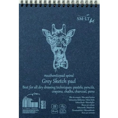 Image de SM.LT Bloc à spirale dessin Authentic Grey Format A5 20 feuilles de 180 g/m² 5EB 20TS/GREY