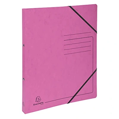 Image de Exacompta réf. 542557E 1 Classeur carte lustrée imprimée avec élastiques 2 anneaux ronds diamètre 15 mm Dos 20 Dimensions extérieures : 32 x 25 cm Format à classer A4 Coloris rose