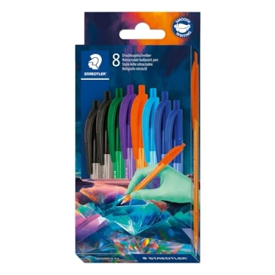 Image de Staedtler ball 4230C8E2 1 4230 M Stylo à bille triangulaire, largeur de trait env. 1,00 mm, pour écriture détendue, étui en carton avec 8 stylos bille, couleurs assorties, édition multiverse