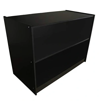 Image de Monster Shop Comptoir de Présentation Marchandises Noir en MDF 60 x 120 90cm Meuble d’Accueil A1200 pour Magasin, Vitrine [Livré à Plat]
