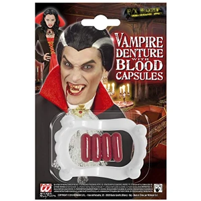 Image de Widmann Sancto PVC Vampire dents avec sang capsules