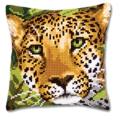 Image de Vervaco Kit coussin au point de croix Le léopard