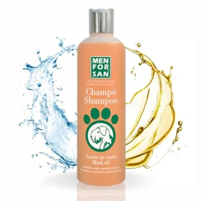Image de MENFORSAN Shampooing à l&#039;huile de Vison pour Chiens 300ml, Hydrate en Profondeur les Pelages Secs