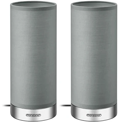 Image de Monzana 2x Lampes de table Jasmin LED Gris Fonction tactile luminosité réglable Chevet Salon Bureau éclairage intérieur