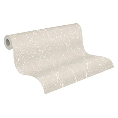 Image de A.S. Création Papier peint intissé Tapisserie avec des branches en beige et blanc pour différentes pièces mural de 10,05 m x 0,53
