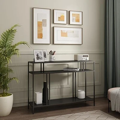 Image de [en.casa] Table Console Style Industriel d&#039;Appoint Design Intemporel pour Entrée Salon Chambre Bureau Métal 78 x 110 30 cm Noir