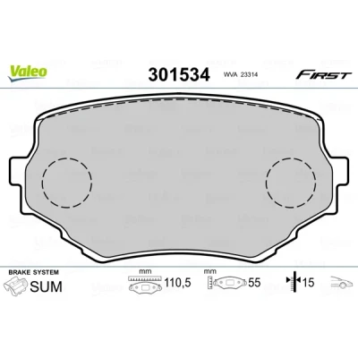 Image de VALEO 301534 Jeu de plaquettes frein Essieu avant contact signal d&#039;usure exclu sans tôle anti bruit SUZUKI: Grand Vitara 1 SUV, I SUV