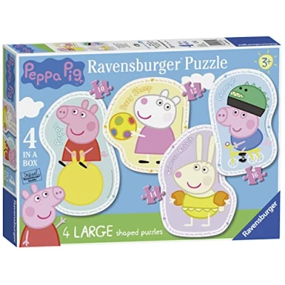 Image de Ravensburger Peppa Pig 4 Grands Puzzles (10, 12, 14, 16 pièces) pour Enfants à partir de 3 Ans, 6956, Multicolore