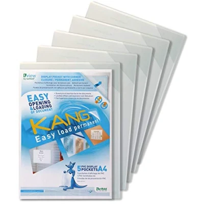 Image de Tarifold Fr 194680 Lot de 5 Kang Easy Load, Pochettes porte affiche A4 Autocollant, insertion facile et rapide au coin Transparent (Lot pcs)