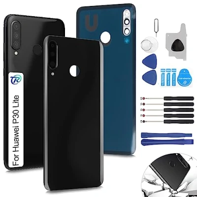 Image de RongZy Coque Arrière pour Huawei P30 Lite Batterie Couvercle Rechange Nova 4E Cache Téléphone de Remplacement(Noir)