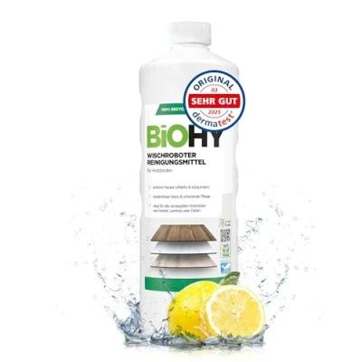 Image de BiOHY Agent de nettoyage des robots d’essuyage (Bouteille 1l) Nettoyant pour tous les planchers en bois parquet et stratifié Concentré économique (Wischroboter Holz)
