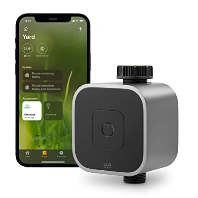 Image de Eve Aqua contrôleur d&#039;eau intelligent pour l’app Maison d&#039;Apple ou Siri, arrosez automatiquement grâce à des programmes, accès distance, sans passerelle, Bluetooth, Thread, HomeKit