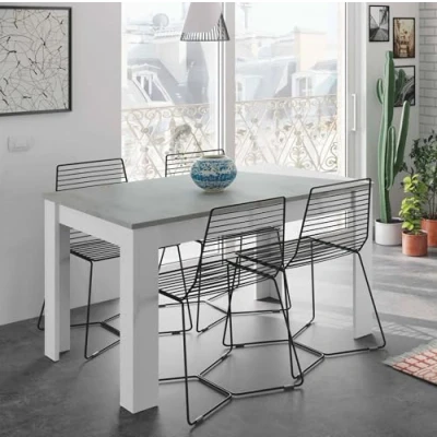 Image de DMORA Table de Salle à Manger Extensible Couleur artik 78 x 140 90 cm, Bois d&#039;ingénierie, Blanc et béton, UNICO