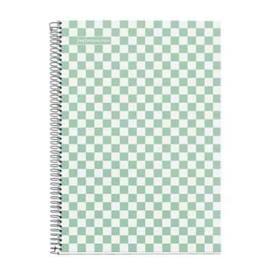 Image de Miquelrius Cahier scolaire 4 x mm, format folio (215 309 mm), 80 feuilles de 90 g/m², quadrillage mm avec marge, reliure à spirale, couverture rigide, motif damier vert