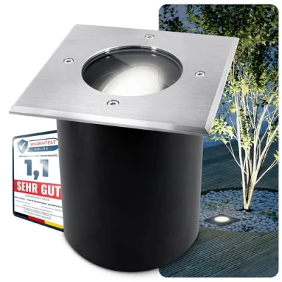 Image de SSC LUXon JUAVI Spot de sol LED orientable carré pour extérieur IP67 Avec GU10 3 W blanc neutre 230 V encastrable au