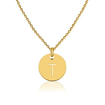 Image de Good.Designs ® Collier de Dames en oro avec Medaillon personnalisé (Initiale Gravée) Bijoux initiaux pour Femmes