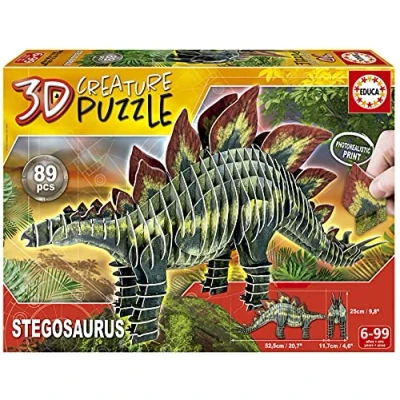 Image de Educa Puzzle 3D Stegosaurus Creature Puzzle, pour Enfants (Casse tête Développement, Agilité et Amusement Les garçons Filles (19184)