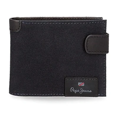 Image de Pepe Jeans Hilltop Portefeuille horizontal avec fermeture clic Bleu 11 x 8,5 1 cm Cuir, bleu, à
