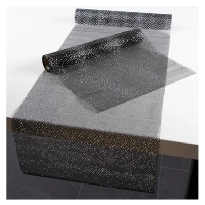 Image de com four® 2X Chemin de Table Noël Ruban décoratif avec Motif Décoration pour 30 x 500 cm [la sélection varie] (2 pièces Noir/argenté)